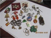 Pins, Earrings, Stretch Ring & Pendant Lot