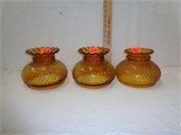 3 Amber Glass Globes