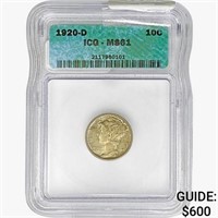 1920-D Mercury Silver Dime ICG MS61