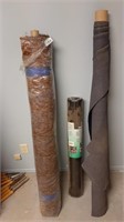 3 rolls of different fabrics: carpet guard, 53"h