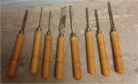 Collection of woodcarving lathe tools / chisels