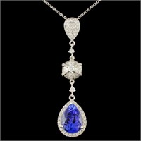 18K Gold 3.51ct Tanzanite & 0.56ctw Diamond Pendan