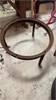 Iron kettle stand, on three legs, measures 23 1/2