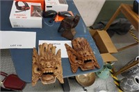2-wood carved masks & ironwood eagle
