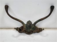 Early Ornate Heavy Brass Coat Hook
