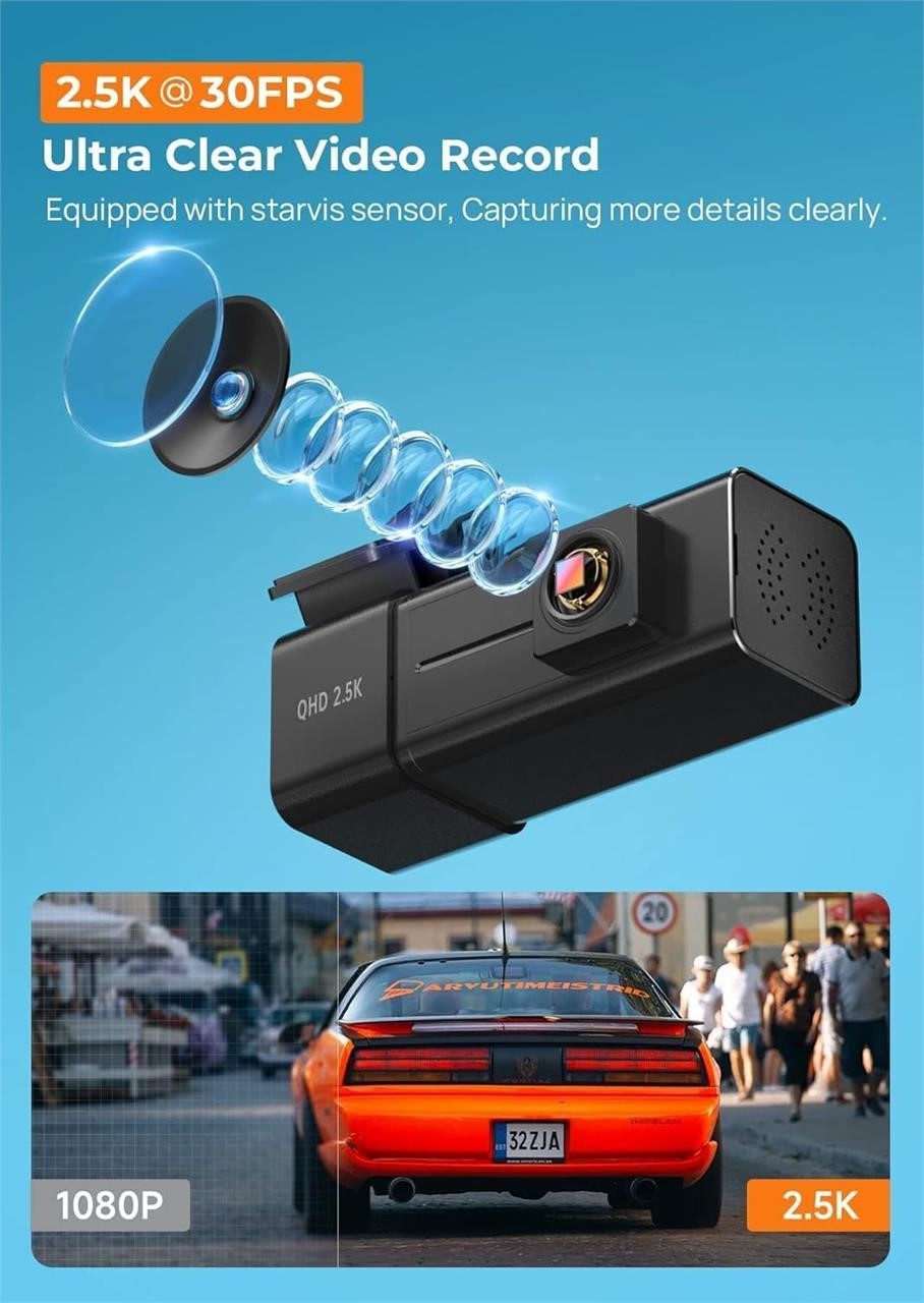 NEW $70 Wifi Dash Camera for Cars Wifi 2.5k