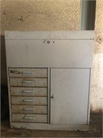 NICE METAL STORAGE CABINET.  25X10X30 INCHES