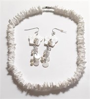 WHITE NECKLACE WITH EARRINGS