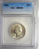 1963 Quarter ICG MS66+ LISTS $125