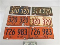 Lot of Vintage Illinois LIcense Plates - Pair 1949