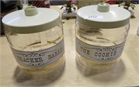 vintage glass cracker barrel and cookie jars w/lid
