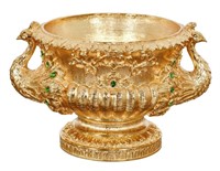 Golden Emerald Peacock Ornate Centerpiece Bowl