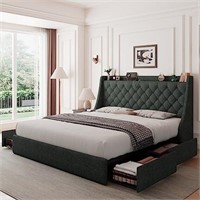 Feonase Upholstered Queen Bed Frame with 4
