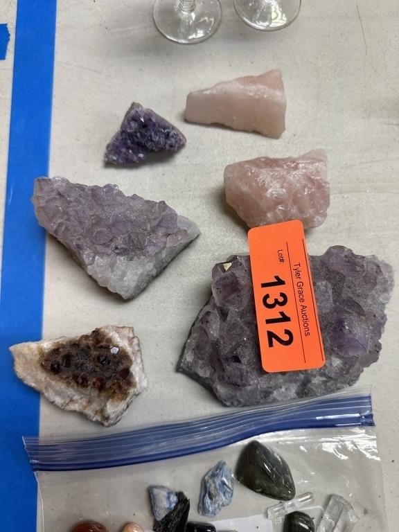 LOT OF MISC AMETHYST CLUSTERS MORE