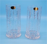 Block Mouth Blown Hand Cut Crystal Candle Holders