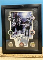 Framed Beatles Photo w/Poker Chips & Cards (14"