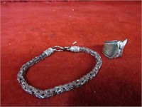 Sterling silver Bracelet and ring.