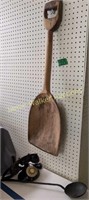 Large Wood Shovel, Cast Iron Dipper, Rotary Dial