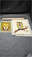 Needlepoint Owl & Lion