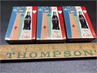 3 unopened vintage Coca Cola playing cards