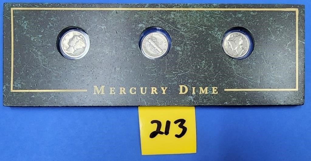 3 Piece Mercury Dime Set 1943, 1937, 1942