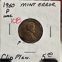 1960 MEMORIAL PENNY CENT CLIPPED PLANCHET