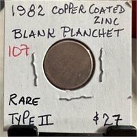 1982 COPPER COATED ZINC BLANK PLANCHET RARE TYPE 2