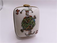 antique LIMOGES porc Trinket Box JACK OF HEARTS