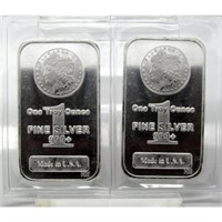 (2) Morgan Design Silver Bars - 1 oz. Bars -