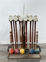 Vintage Brookstone 6 player croquet set & cart