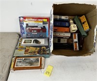 Box of Old Train Cars & Model Kits