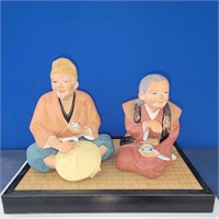 Set of Vintage Hakata Mimasu Dolls on Stand