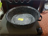 RARE BROWN & GRAY SPECKLED ENAMEL WASH PAN