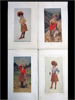 FOUR 1904 H.M. POLLOCK COWGIRL PRINTS
