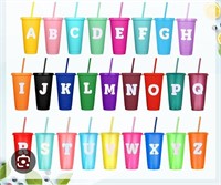 Plastic Tumblers w/Straws and Lids - 100 Pack