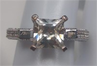 Sterling Princess Cut White  Sapphire Ring
Size