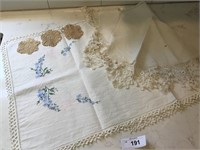 5 Pieces Vintage Hand Made Linen-Runner is Embroid