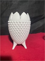 Fenton hobnail Large 8.5” 3 footed vase