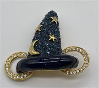 Disney Fantasia Sorcerer Blue Hat Jeweled Brooch