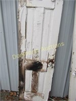 OLD WOOD PANEL DOOR W/ METAL DOOR KNOB