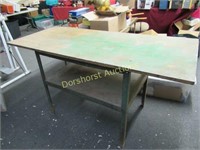 SHOP TABLE METAL FRAM WOOD WORK TOP