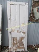 OLD WOOD PANEL DOOR W/ METAL DOOR KNOB