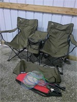 double bag chair, badminton racqets