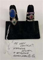 (5) Vintage Sterling Silver Rings w/ Stones