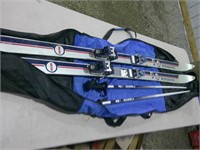Rossignol downhill skis, poles, bag