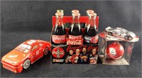 Coca Cola NASCAR Bottles Tin Keychain Ornament