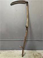 Antique Scythe 5 Feet Tall Wood and Metal