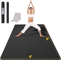 CAMBIVO Large Yoga Mat, 6'x 4', Black, 1/4