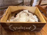 Wooden Crate with Doilies