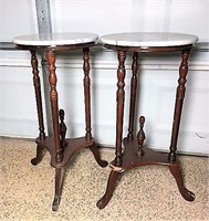 Pair of Marble Topped Plant Stands